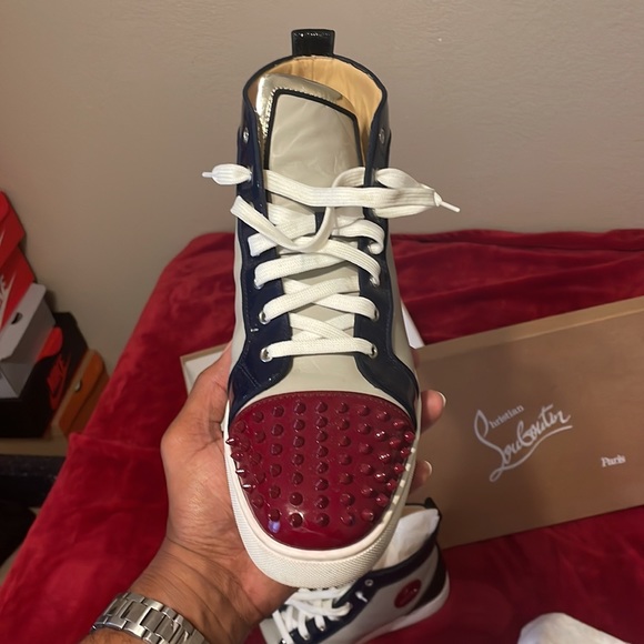 Men size 48 1/2FR or 15.5 US CHRISTIAN LOU BOUTIN HIGH TOP SNEAKERS - Picture 2 of 14